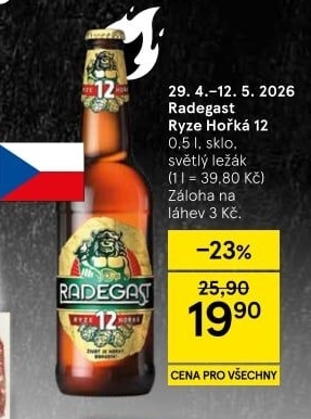 Pivo světlý ležák 12° Ryze hořká Radegast