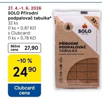 Přírodní podpalovač tabulka Solo