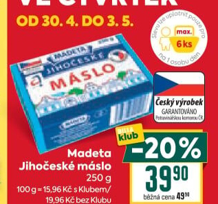 Máslo Jihočeské Madeta