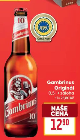 Pivo světlé výčepní Originál 10° Gambrinus