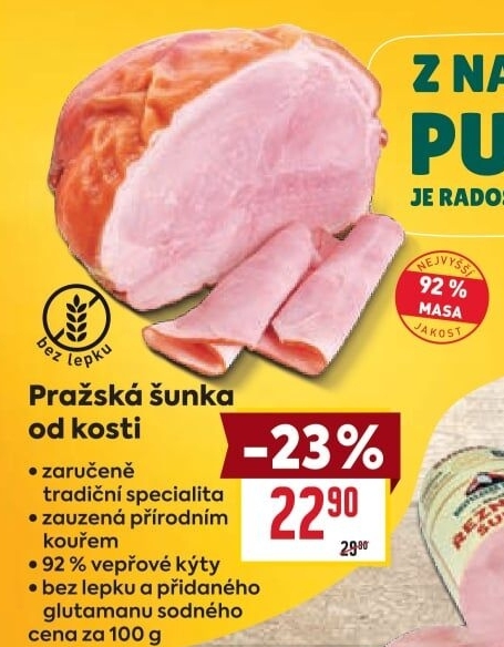 Šunka pražská od kosti nejvyšší jakosti
