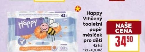 Toaletní papír dětský vlhčený Háppy Bella