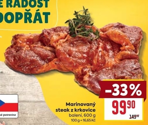 Vepřová krkovice marinovaná steak