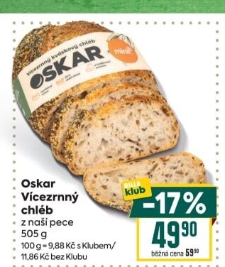 Chléb kváskový vícezrnný Oskar Minit