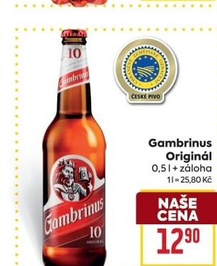 Pivo světlé výčepní Originál 10° Gambrinus