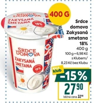 Zakysaná smetana 18% Srdce Domova