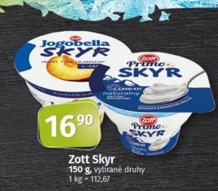 Dezert zakysaný ochucený Skyr Zott