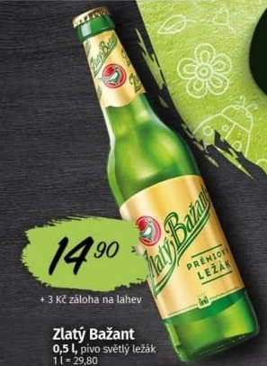Pivo světlý ležák 12° Zlatý Bažant