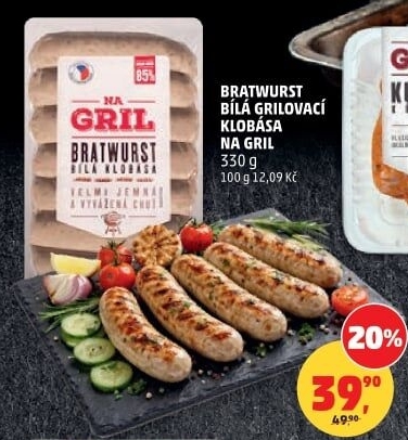 Klobása bílá grilovací bratwurst Na gril Penny