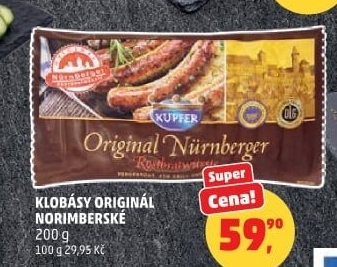 Norimberská klobása original Kupfer