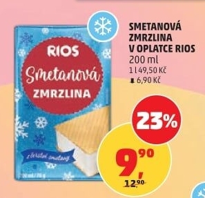 Smetanová zmrzlina v oplatce Rios