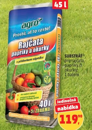 Substrát pro rajčata, okurky a papriky Agro