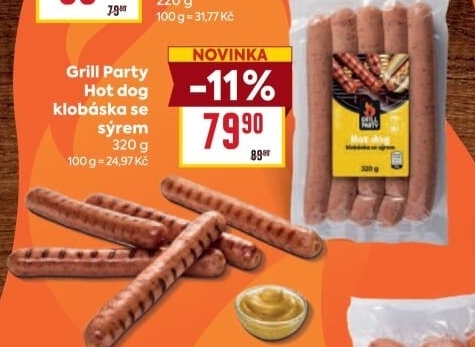 Klobásky Hot dog se sýrem Grill Party