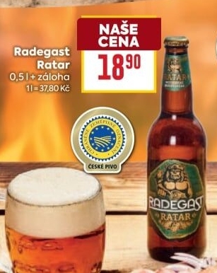 Pivo světlý ležák Ratar Radegast