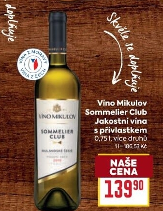 Vína Sommelier Club Víno Mikulov - přívlastková