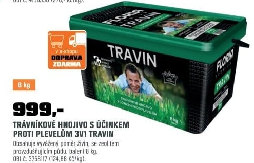 Hnojivo Travin 3v1Floria proti plevel.