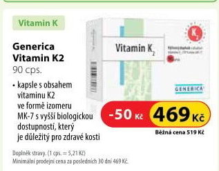 Doplněk stravy Vitamín K2 Generica