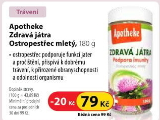 Doplňky stravy Zdravá játra Ostropestřec Apotheke