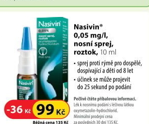 Nosní sprej 0,5 mg/ml Nasivin