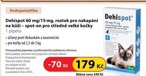 Pipeta antiparazitní Spot on pro kočky Dehispot