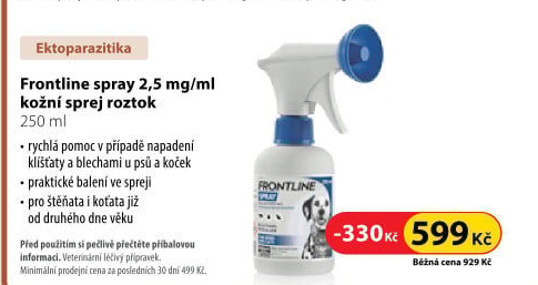 Sprej antiparazitní pro psy a kočky Frontline