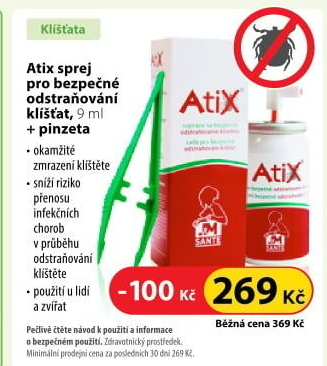 Sprej pro bezpečné odstraňování klíšťat Atix