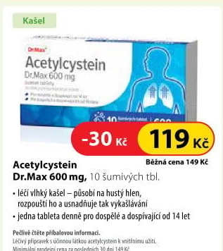 Šumivé tablety na vykašlávání Acetylcystein Dr.Max
