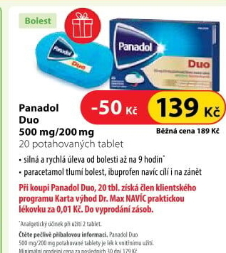 Tablety proti bolesti Panadol Duo