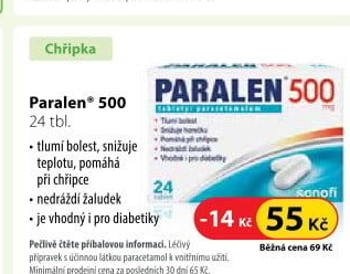 Tablety proti horečce a bolesti 500 Paralen