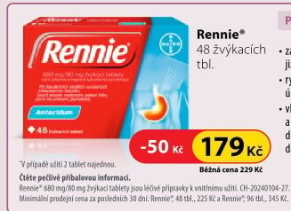 Žvýkací tablety proti pálení žáhy Rennie