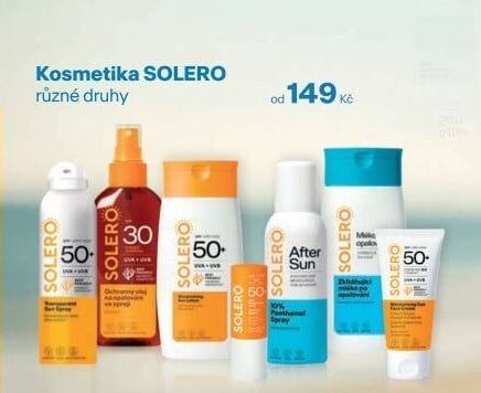 Kosmetika SOLERO různé druhy