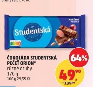 Čokoláda Studentská pečeť Orion