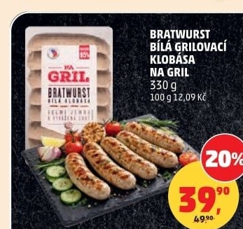 Klobása bílá grilovací bratwurst Na gril Penny