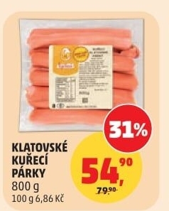 Kuřecí klatovské párky DZ Klatovy