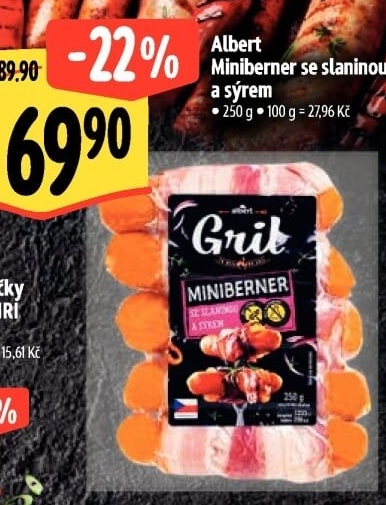 Miniberner se slaninou a sýrem Albert Gril