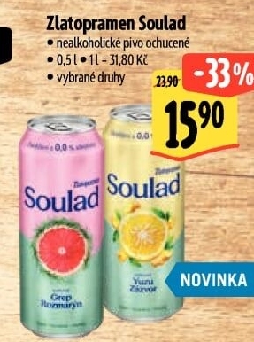 Nealkoholické pivo ochucené Soulad Zlatopramen