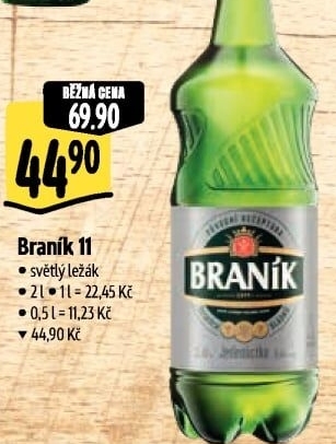 Pivo světlý ležák 11° Jedenáctka Braník