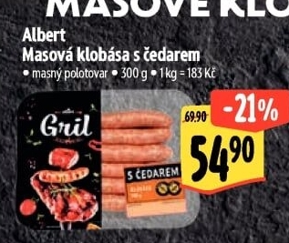 Klobása masová s čedarem Albert Gril