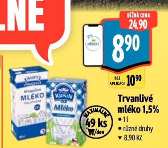 Mléko trvanlivé Jihočeské Madeta - 1,5% polotučné