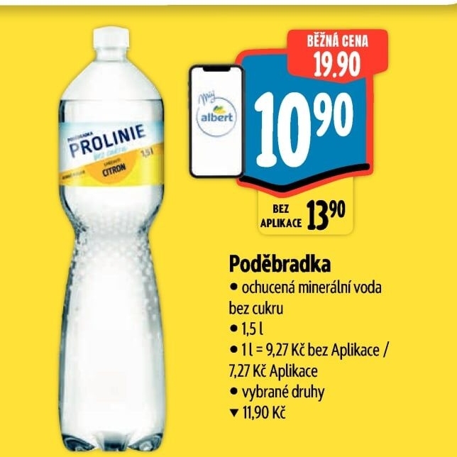 Ochucená voda Poděbradka Prolinie