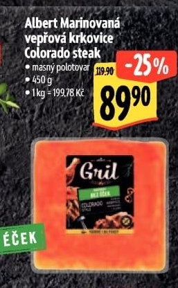 Vepřová krkovice marinovaná steak Colorado Albert Gril