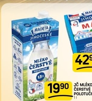 Mléko čerstvé Jihočeské Madeta - 1,5% polotučné