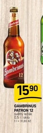 Pivo světlý ležák 12° Patron Gambrinus
