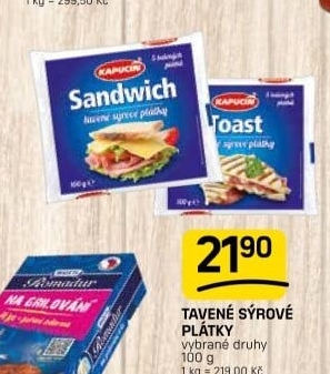Sýr tavený plátky Toast Kapucín