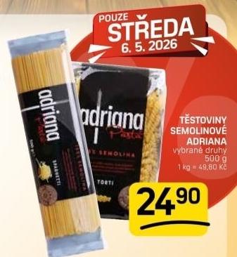 Těstoviny semolinové Adriana