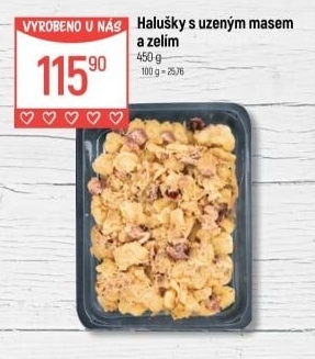 Halušky s uzeným masem a zelím Globus