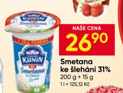 Smetana ke šlehání Mlékárna Kunín 31%