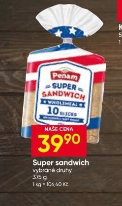 Toustový chléb supersendvič Penam
