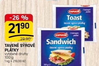 Sýr tavený plátky Kapucín