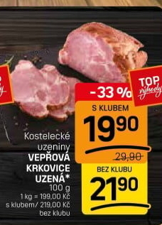 Vepřová krkovice uzená bez kosti Kostelecké uzeniny